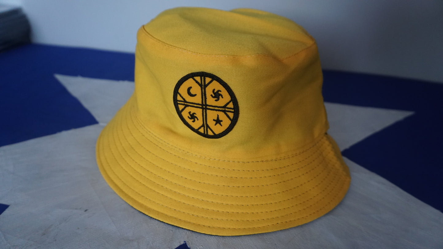 Gorro pescador reversible (amarillo y negro) Kültrun mapuche