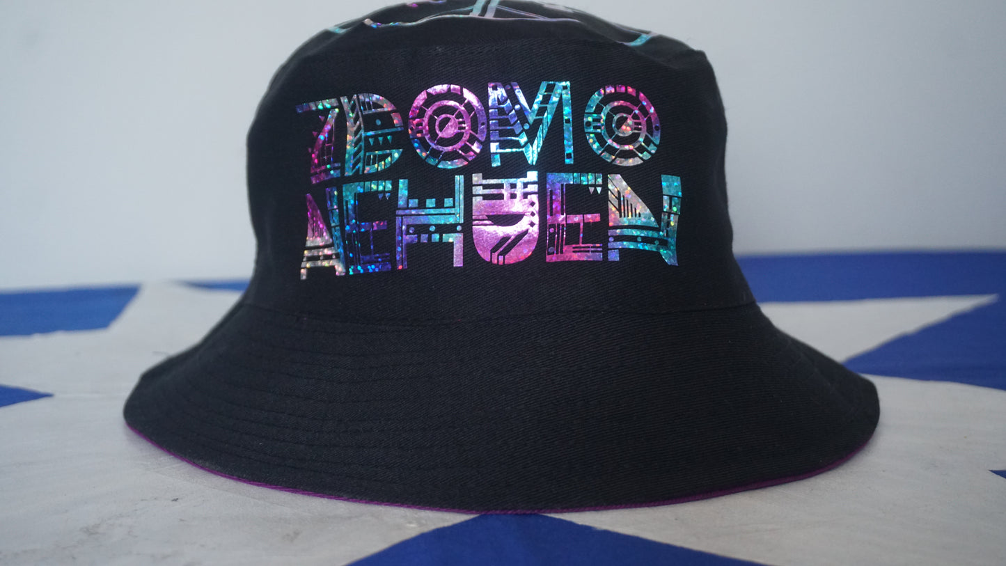 Gorro reversible morado con negro (para mujer)