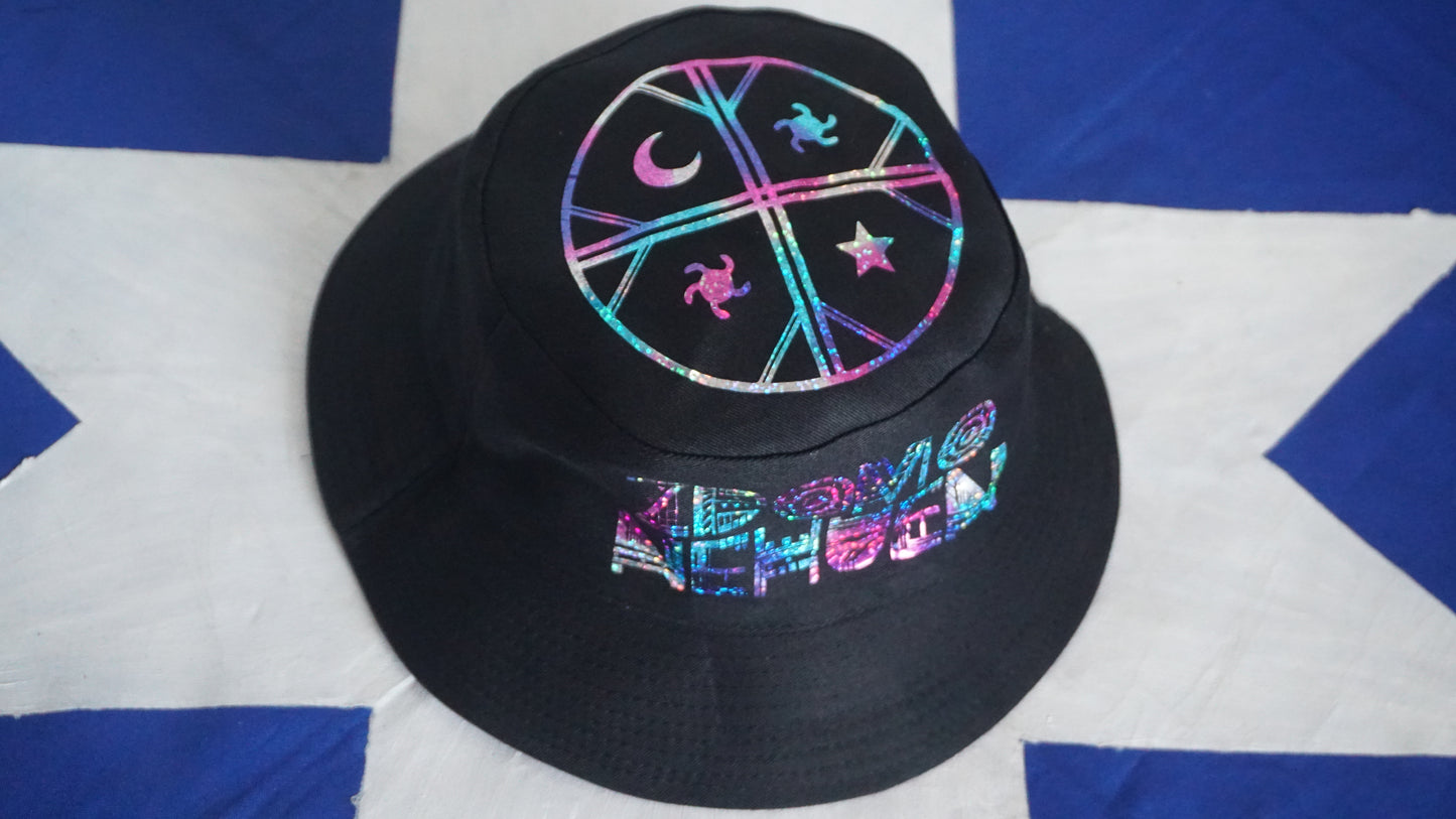 Gorro reversible morado con negro (para mujer)