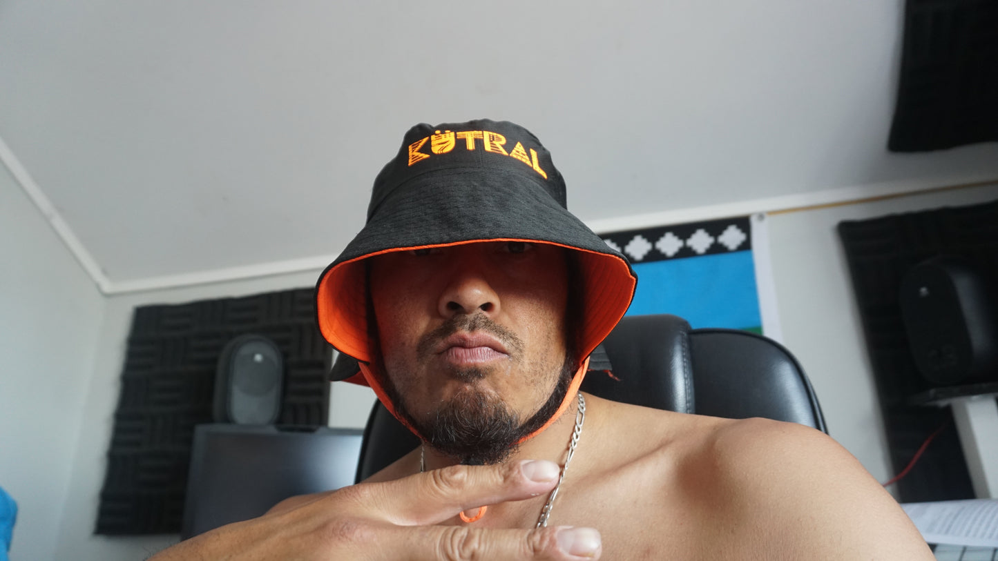 Gorro pescador reversible XXL Color (naranjo y negro).