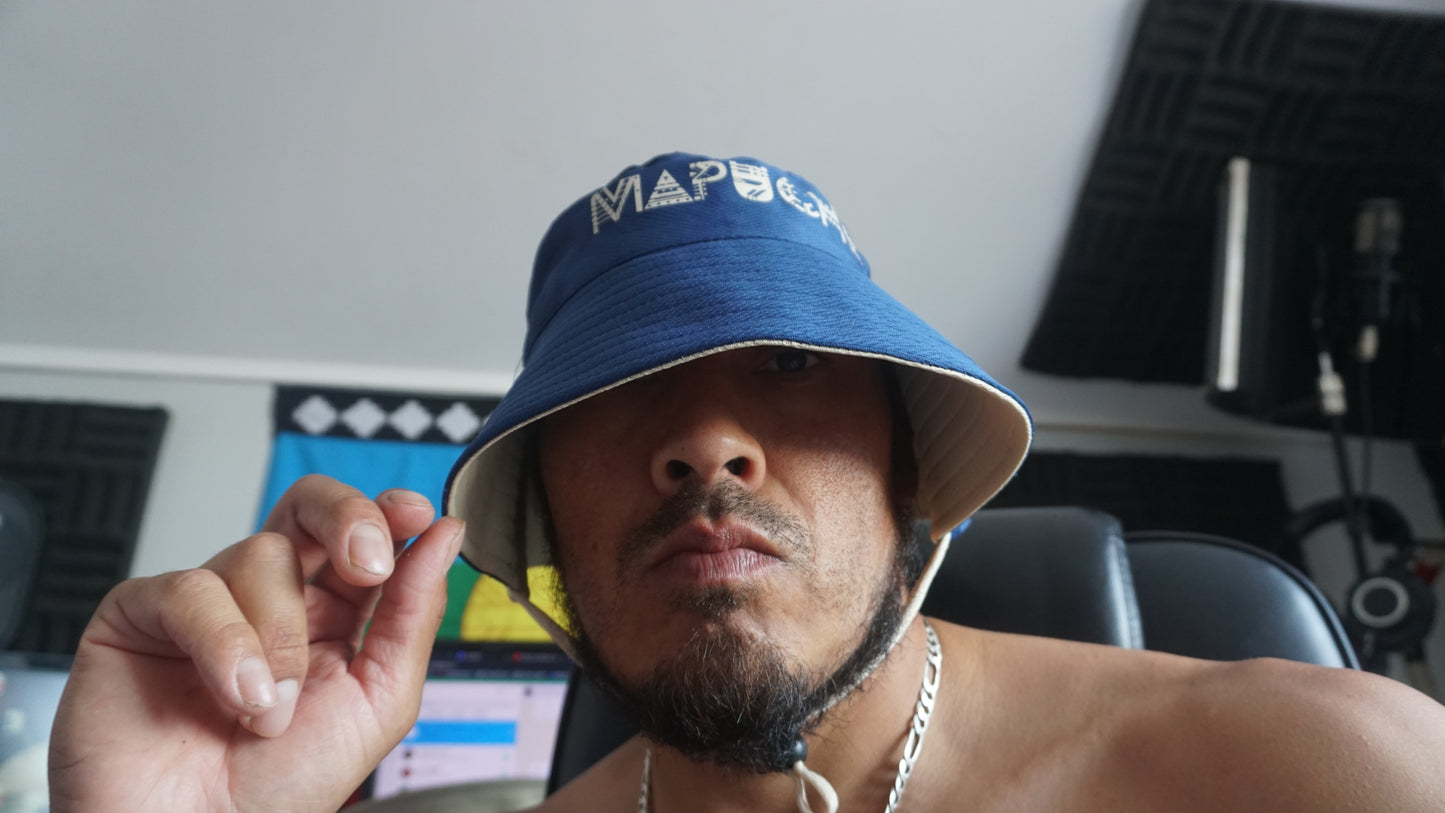 Gorro pesacador XXL reversible (azul marino y beige).