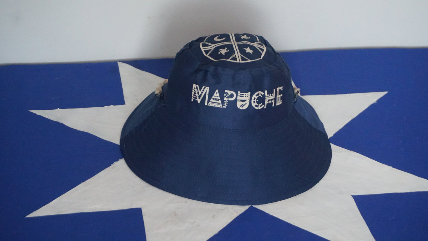 Gorro pesacador XXL reversible (azul marino y beige).