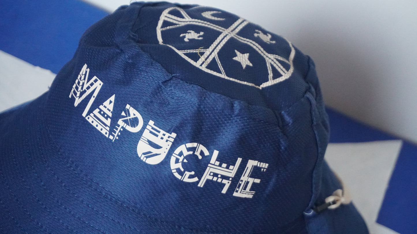 Gorro pesacador XXL reversible (azul marino y beige).