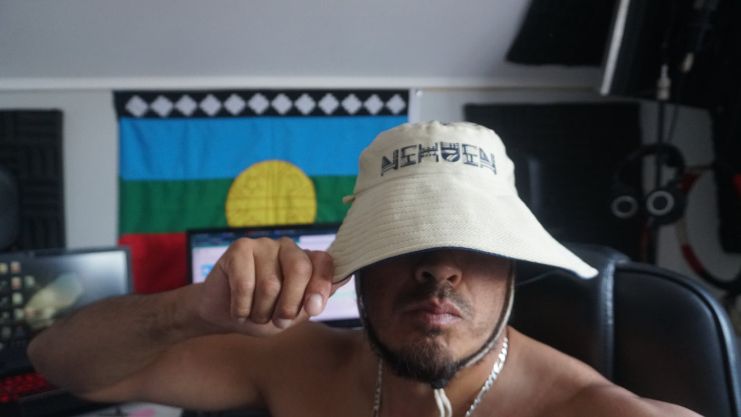 Gorro pesacador XXL reversible (azul marino y beige).