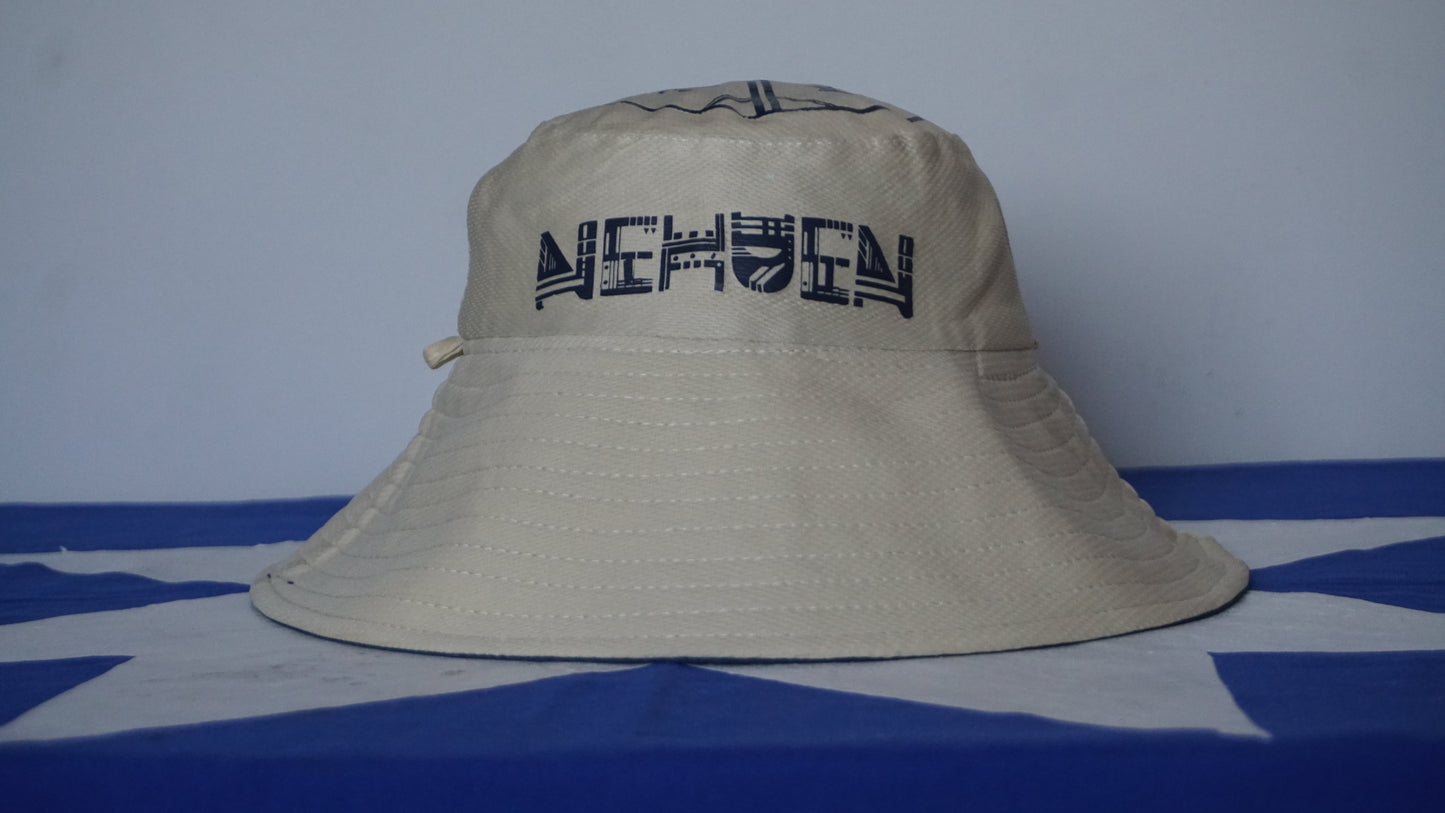 Gorro pesacador XXL reversible (azul marino y beige).